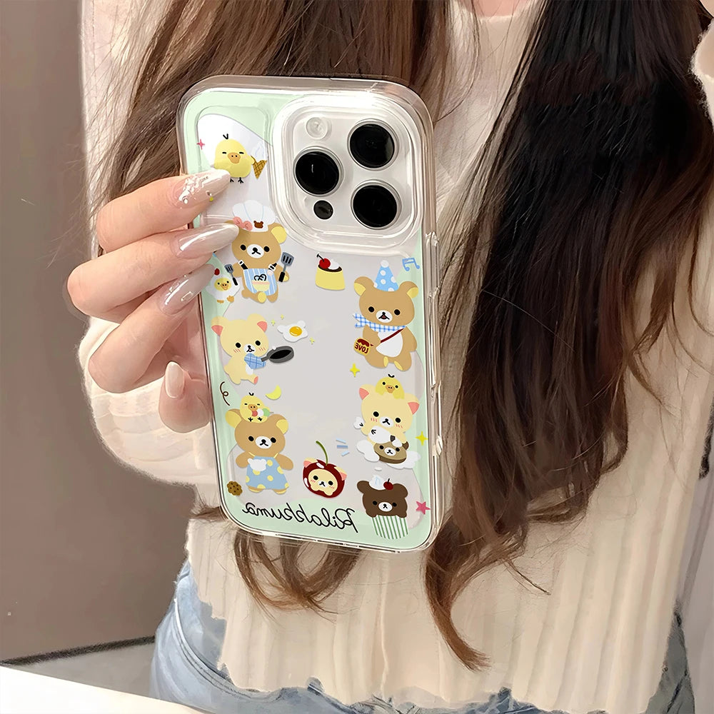 Clover Bear iPhone Case – Colorful Shockproof Silicone Cartoon Cover