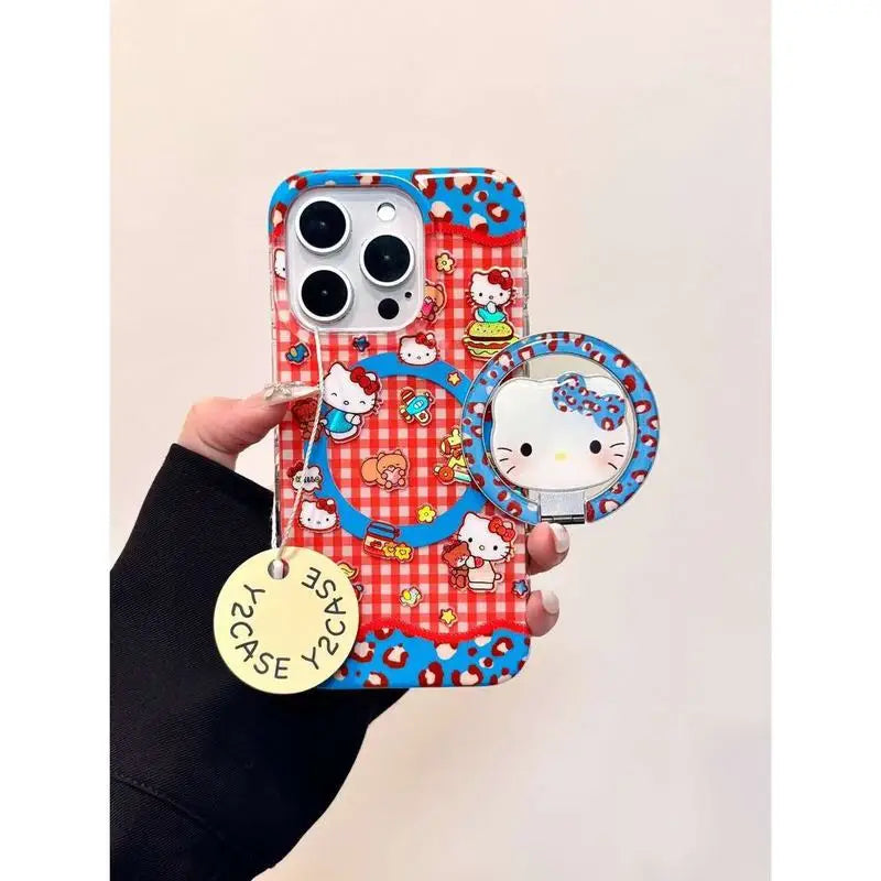 Hello Kitty iPhone Case – Plaid Bear Cartoon Cover
