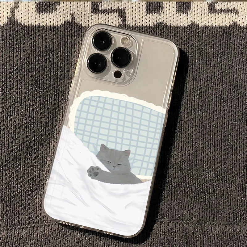 Dog & Cat iPhone Case – Sleeping Cartoon Shockproof Cover