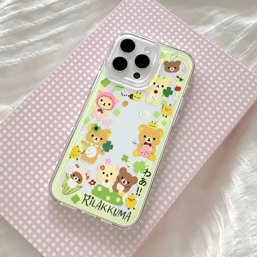 Clover Bear iPhone Case – Colorful Shockproof Silicone Cartoon Cover