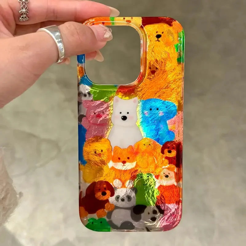 Graffiti Animals iPhone Case – Vortex Pattern Protective Hard Cover