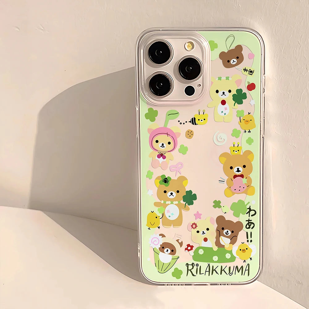 Clover Bear iPhone Case – Colorful Shockproof Silicone Cartoon Cover