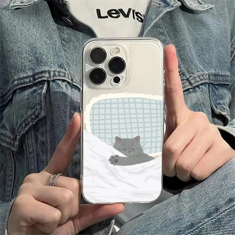 Dog & Cat iPhone Case – Sleeping Cartoon Shockproof Cover