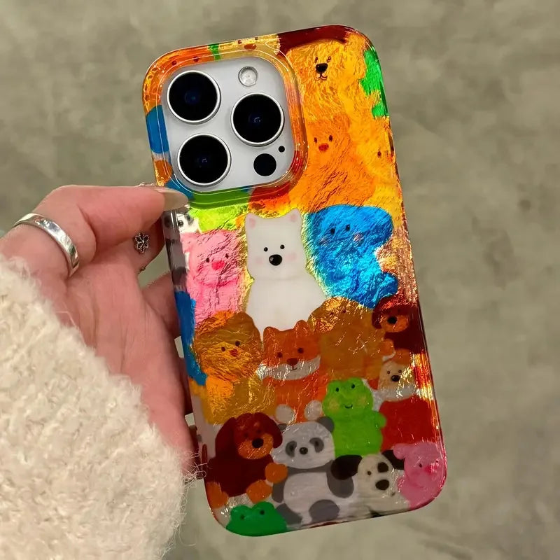 Graffiti Animals iPhone Case – Vortex Pattern Protective Hard Cover