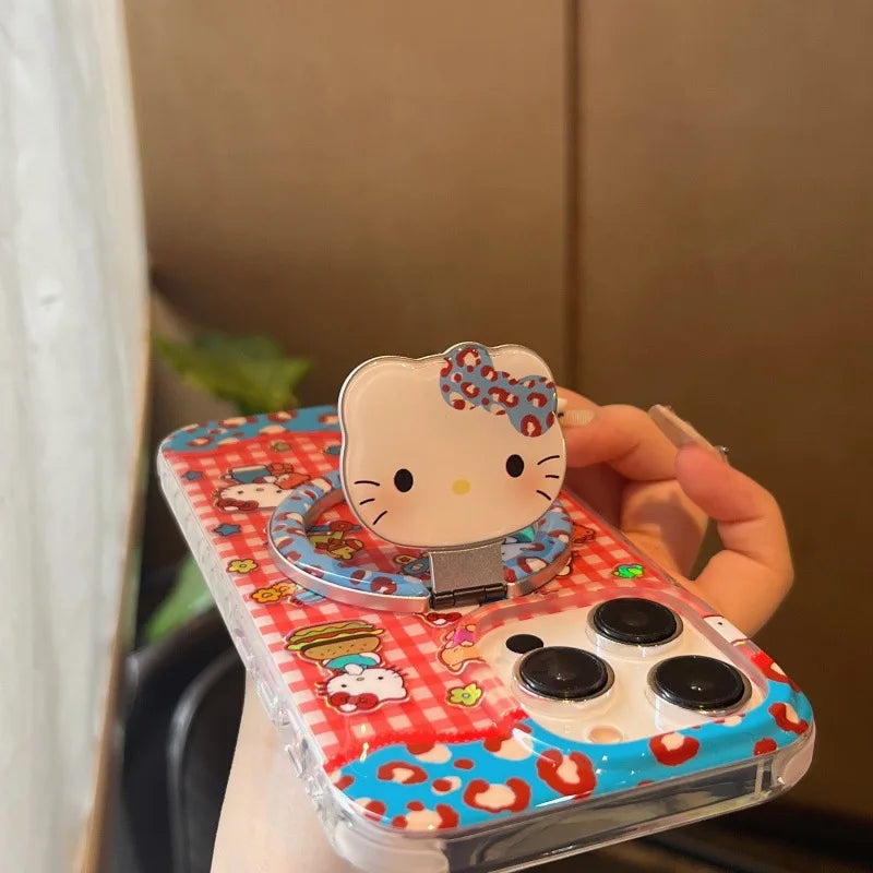 Hello Kitty iPhone Case – Plaid Bear Cartoon Cover