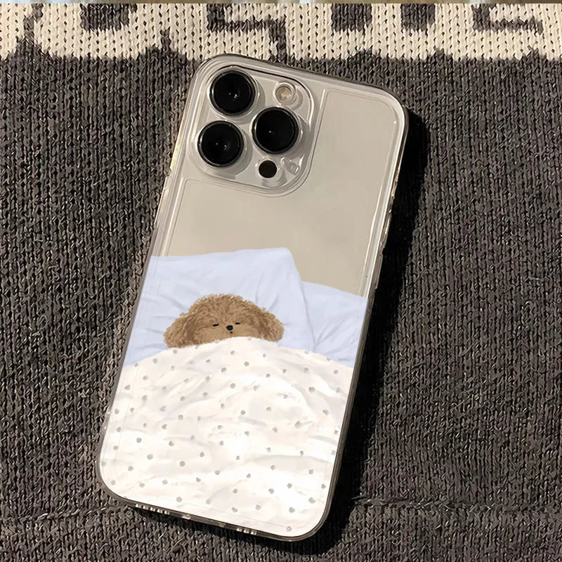 Dog & Cat iPhone Case – Sleeping Cartoon Shockproof Cover