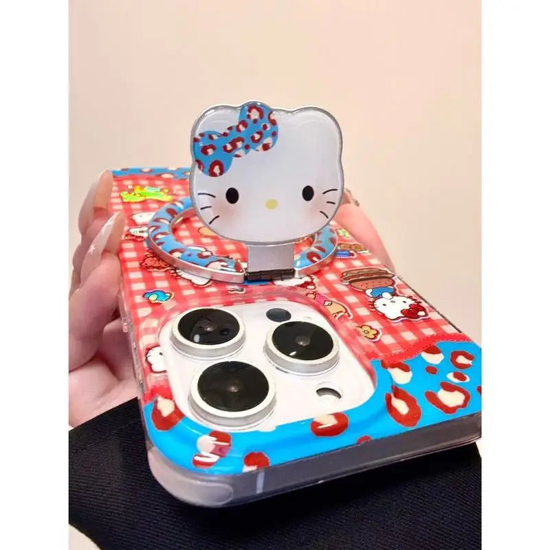 Hello Kitty iPhone Case – Plaid Bear Cartoon Cover