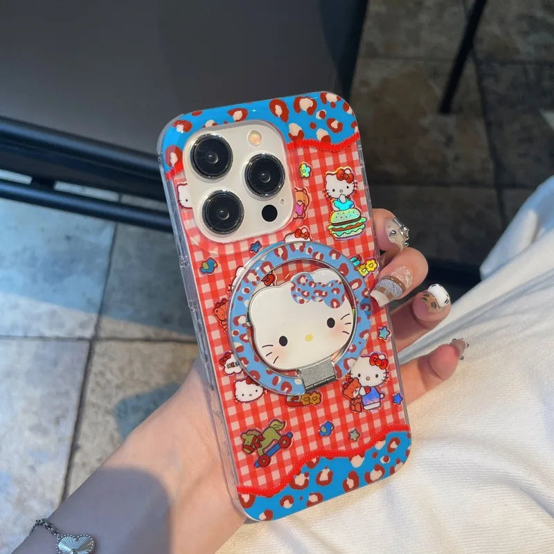 Hello Kitty iPhone Case – Plaid Bear Cartoon Cover