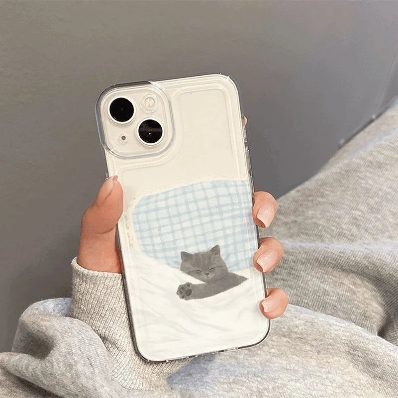 Dog & Cat iPhone Case – Sleeping Cartoon Shockproof Cover